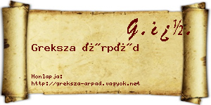Greksza Árpád névjegykártya