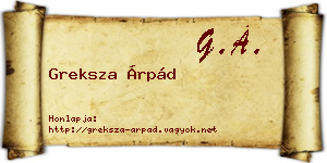 Greksza Árpád névjegykártya